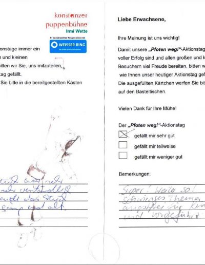 Rückmeldung Pfoten weg!