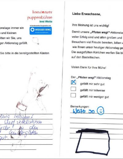 Rückmeldung Pfoten weg!